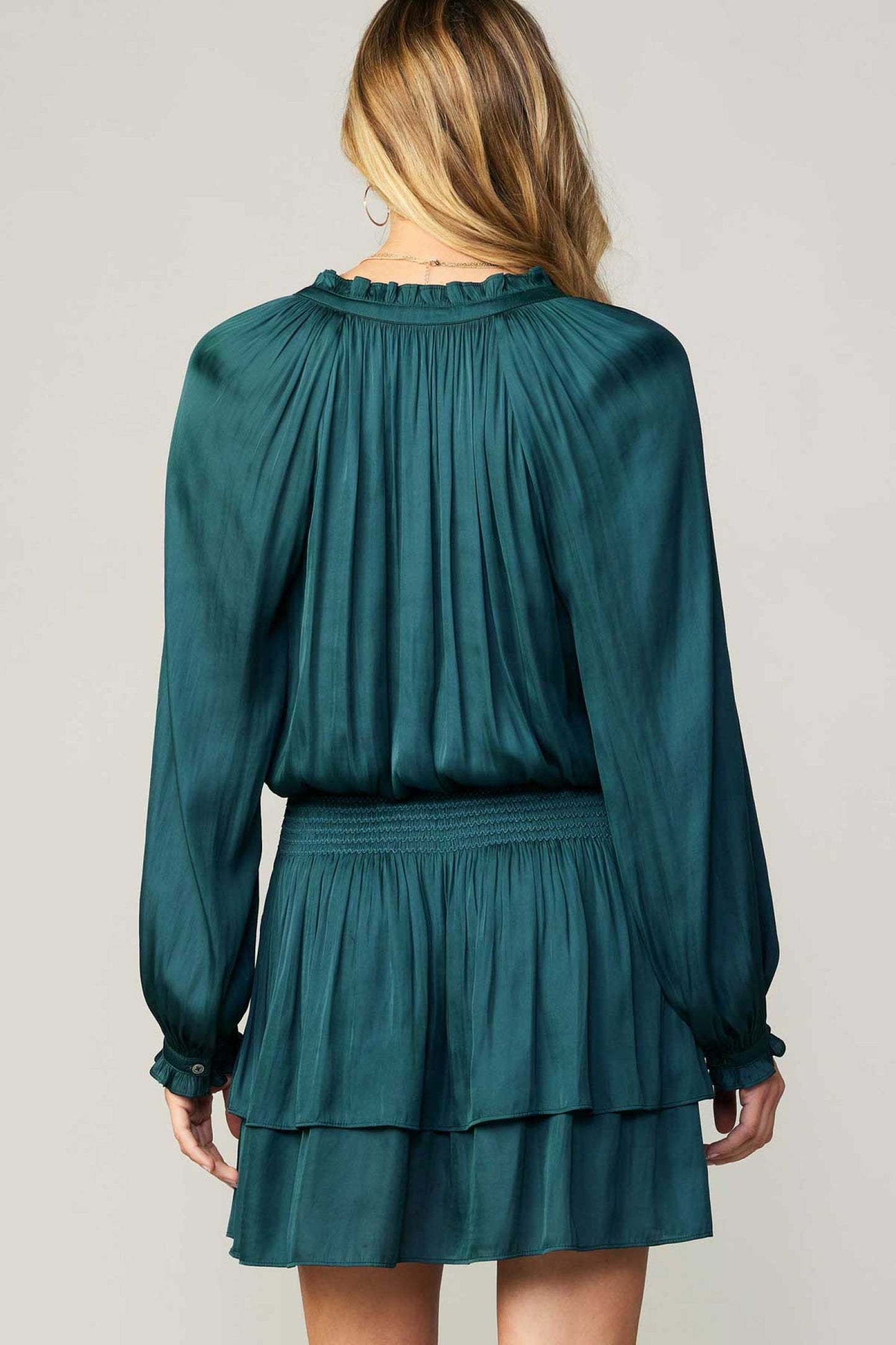 CURRENT AIR LONG-SLEEVE V- NECK DRESS - Devine 23