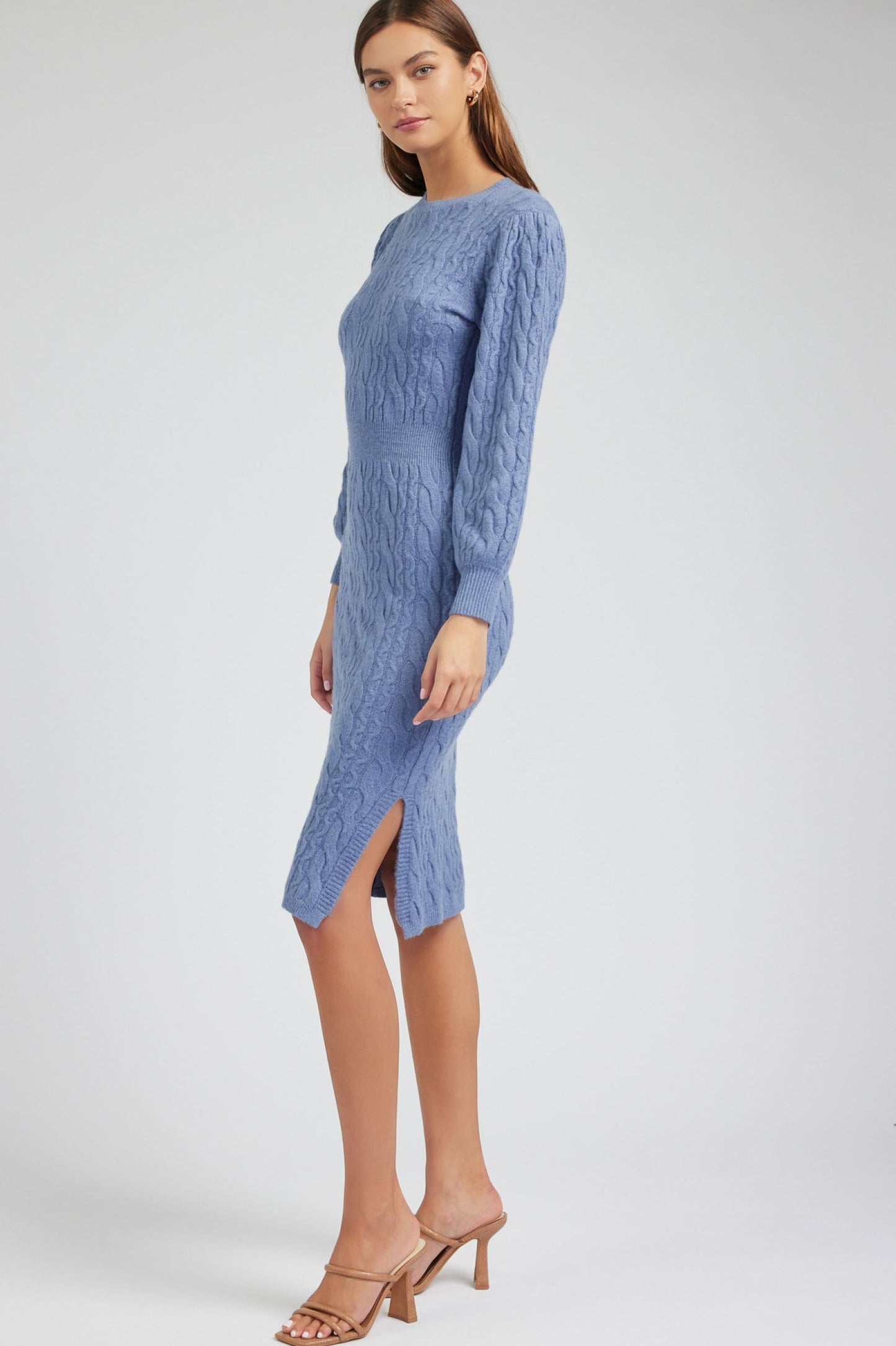 CURRENT AIR LONG SLEEVE SWEATER MIDI DRESS - Devine 23