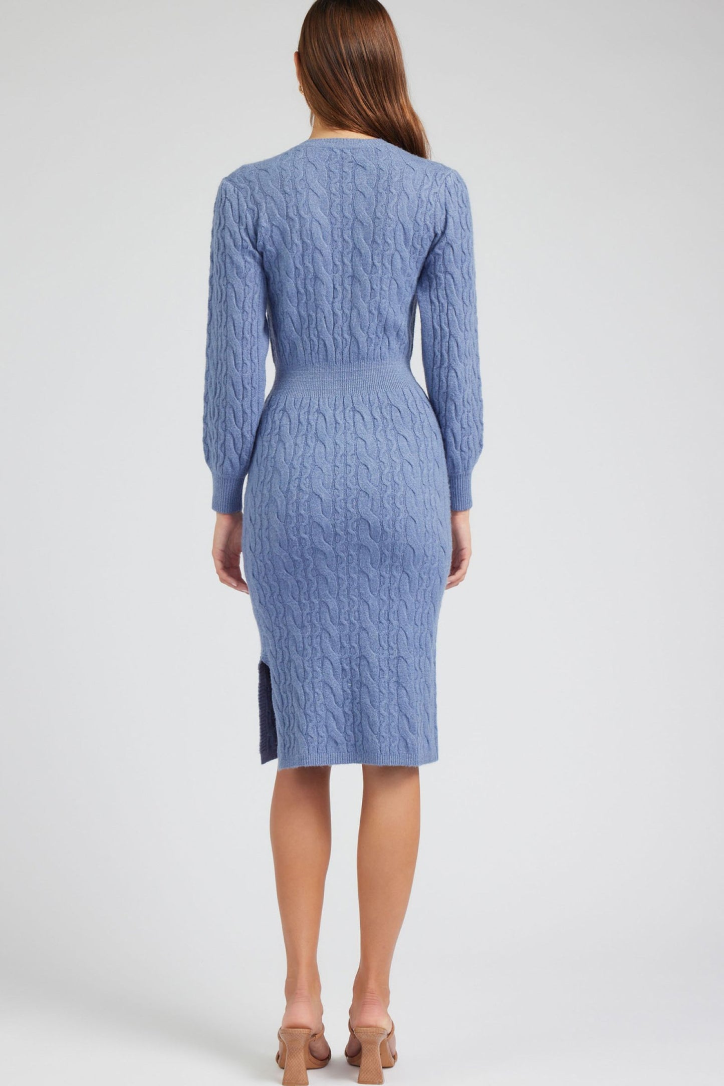 CURRENT AIR LONG SLEEVE SWEATER MIDI DRESS - Devine 23