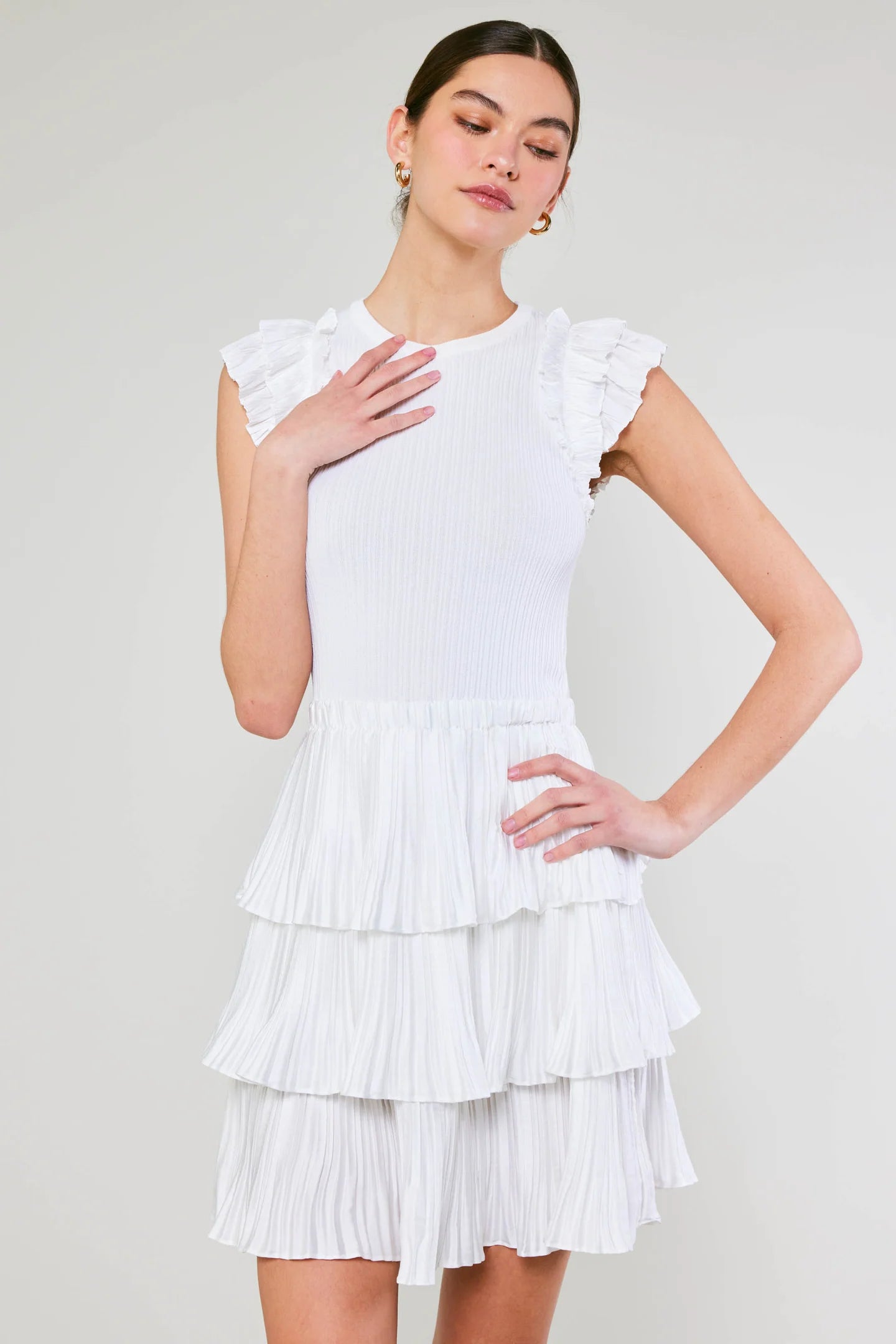 CURRENT AIR PLEATED SKIRT SWEATER DRESS - Devine 23