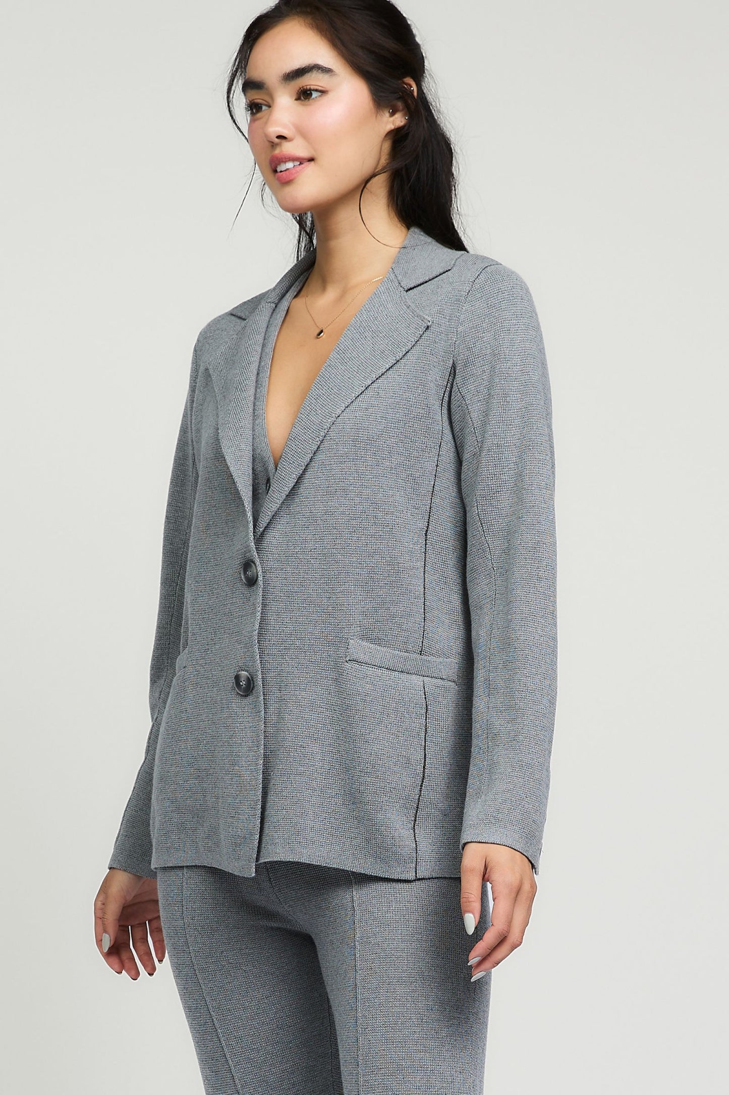 CURRENT AIR TWO BUTTON CLOSURE SWEATER BLAZER - Devine 23