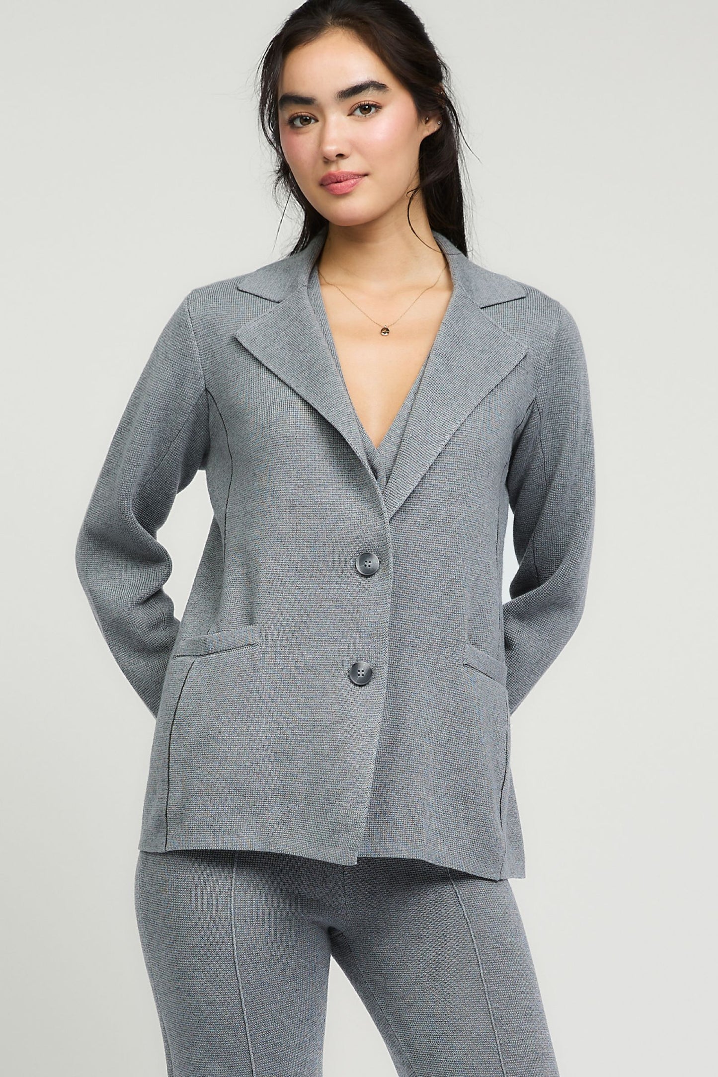 CURRENT AIR TWO BUTTON CLOSURE SWEATER BLAZER - Devine 23