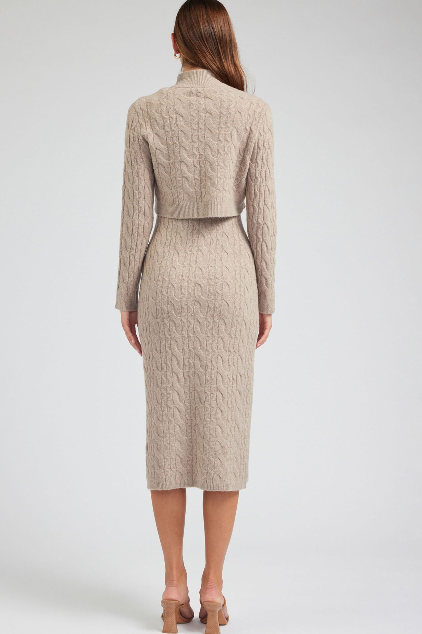 CURRENT AIR LONG SLEEVE KNIT SWEATER MIDI DRESS - Devine 23