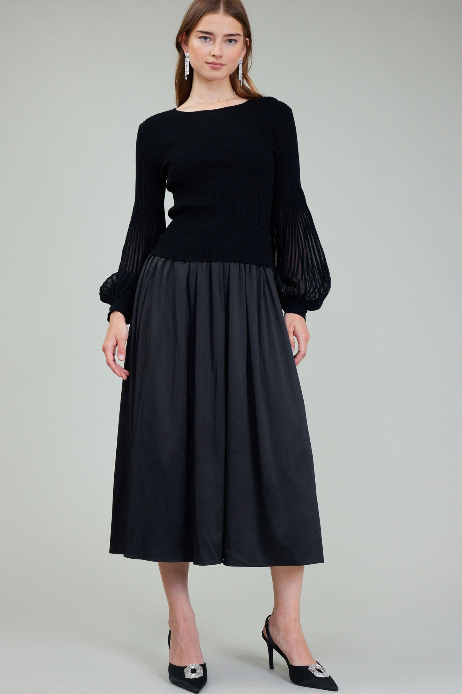 CURRENT AIR LONG-SLEEVE ROUND NECK SWEATER & DRESS SETS