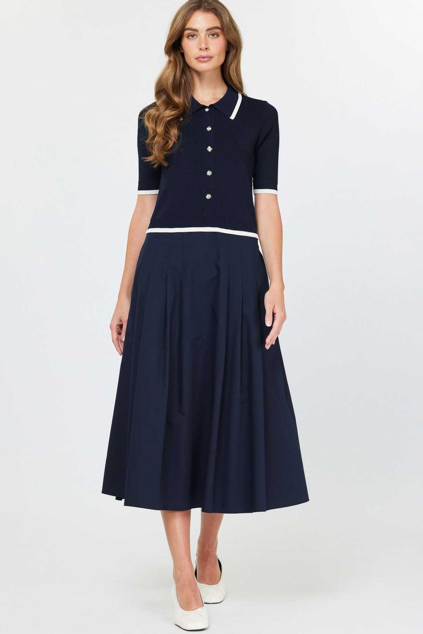 Current Air Polo Collar Dress with Button-Down Front - Devine 23