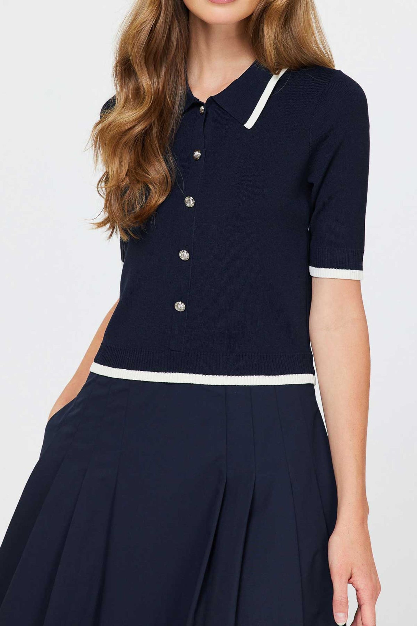 Current Air Polo Collar Dress with Button-Down Front - Devine 23