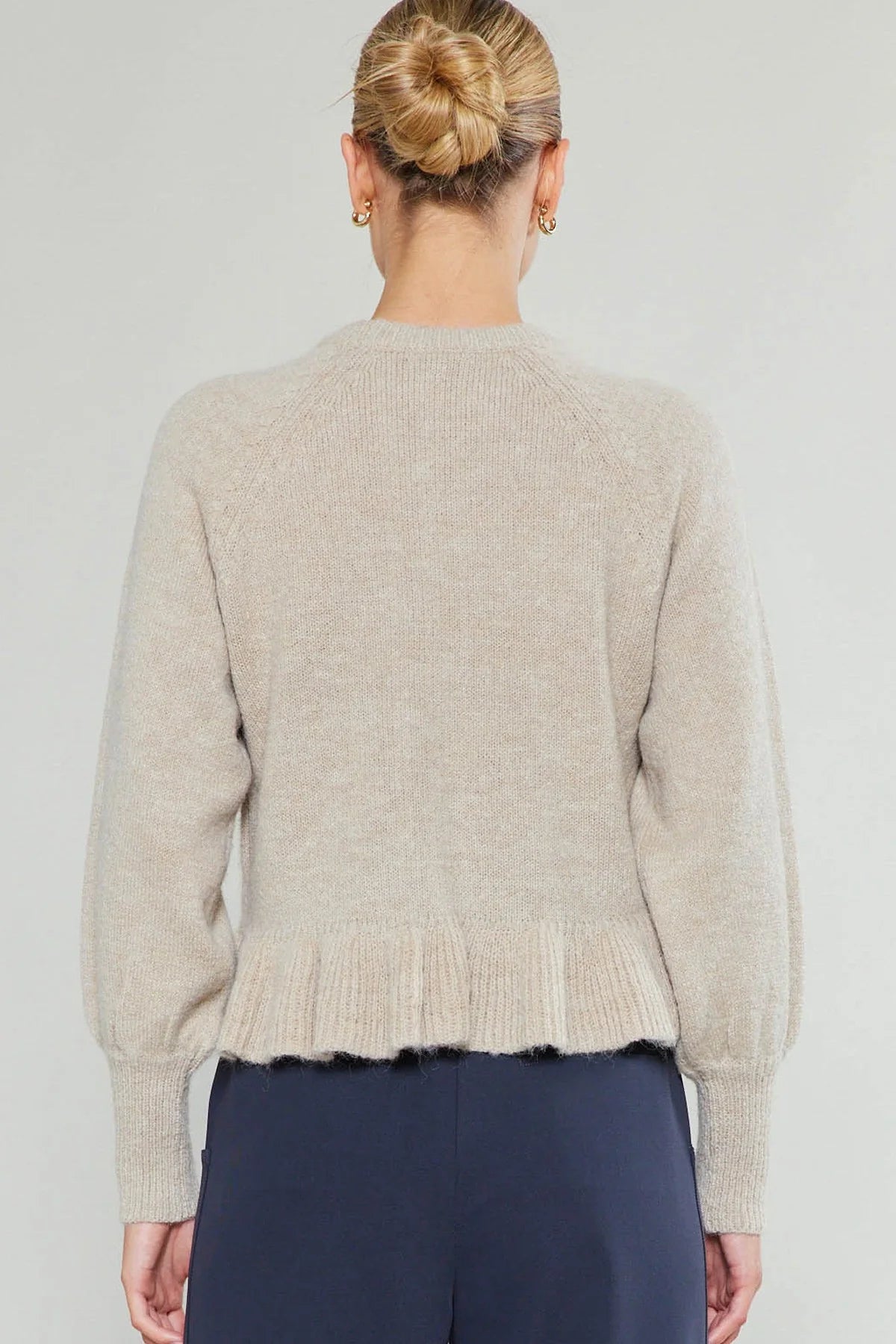 CURRENT AIR LONG BALLOON SLEEVE ROUND NECK SWEATER - Devine 23