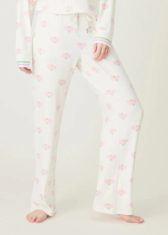 PJ Salvage Peachy Party Pickleball Lounge Pants - Ivory - Devine 23
