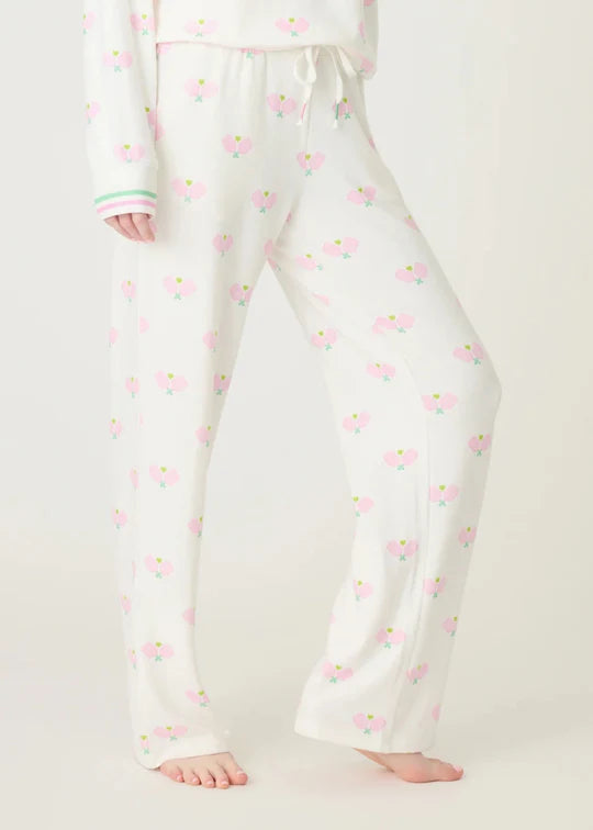 PJ Salvage Peachy Party Pickleball Lounge Pants - Ivory - Devine 23