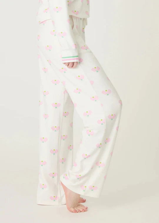 PJ Salvage Peachy Party Pickleball Lounge Pants - Ivory - Devine 23