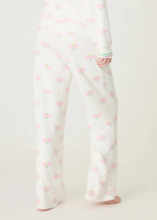 PJ Salvage Peachy Party Pickleball Lounge Pants - Ivory - Devine 23