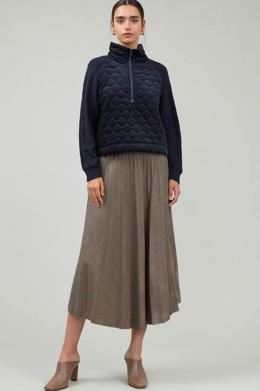 Current Air Sweater Woven Combo Jacket - Devine 23