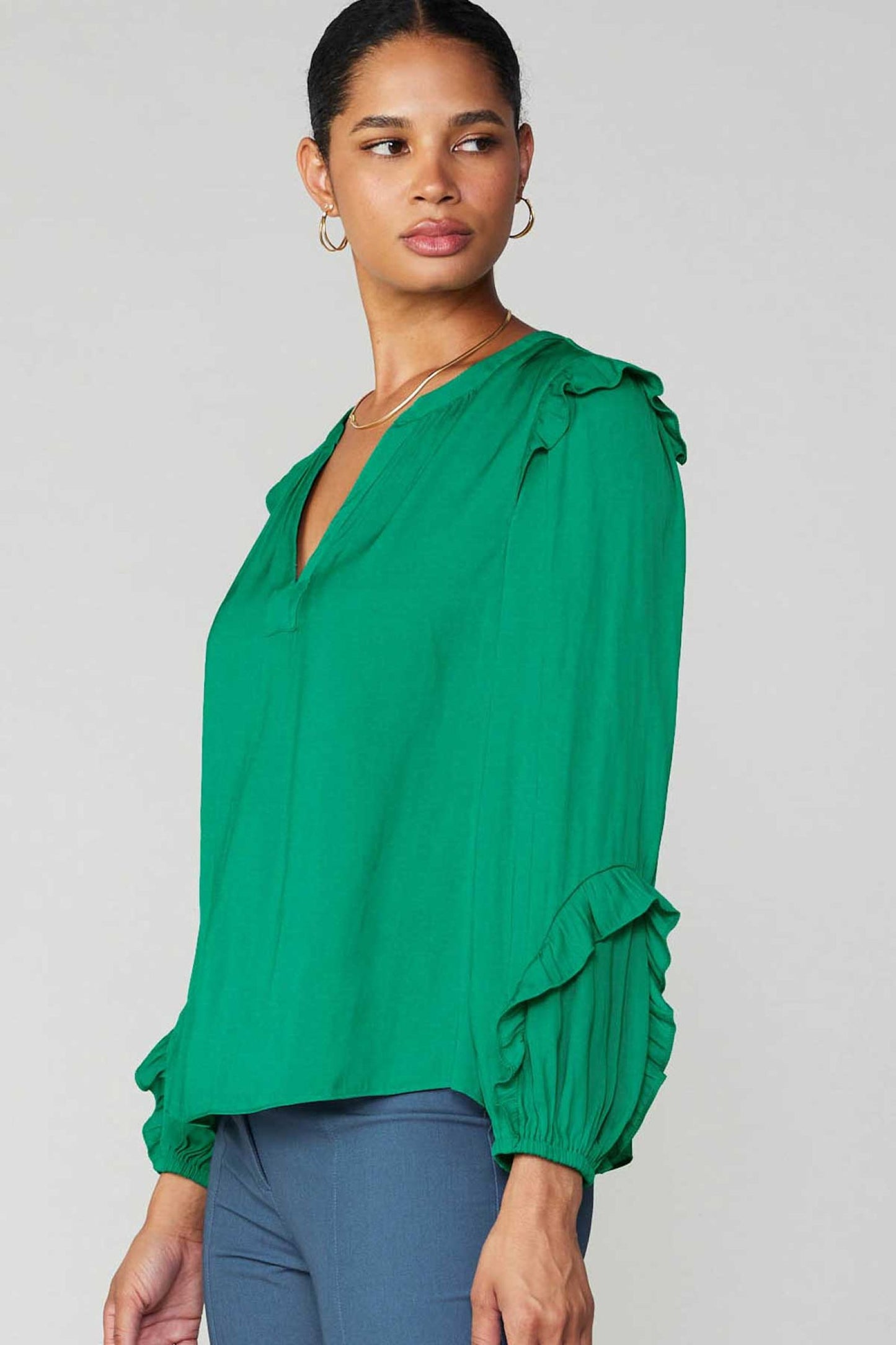 CURRENT AIR LONG SLEEVE COLLARED SPLIT NECK SHIRT - Devine 23