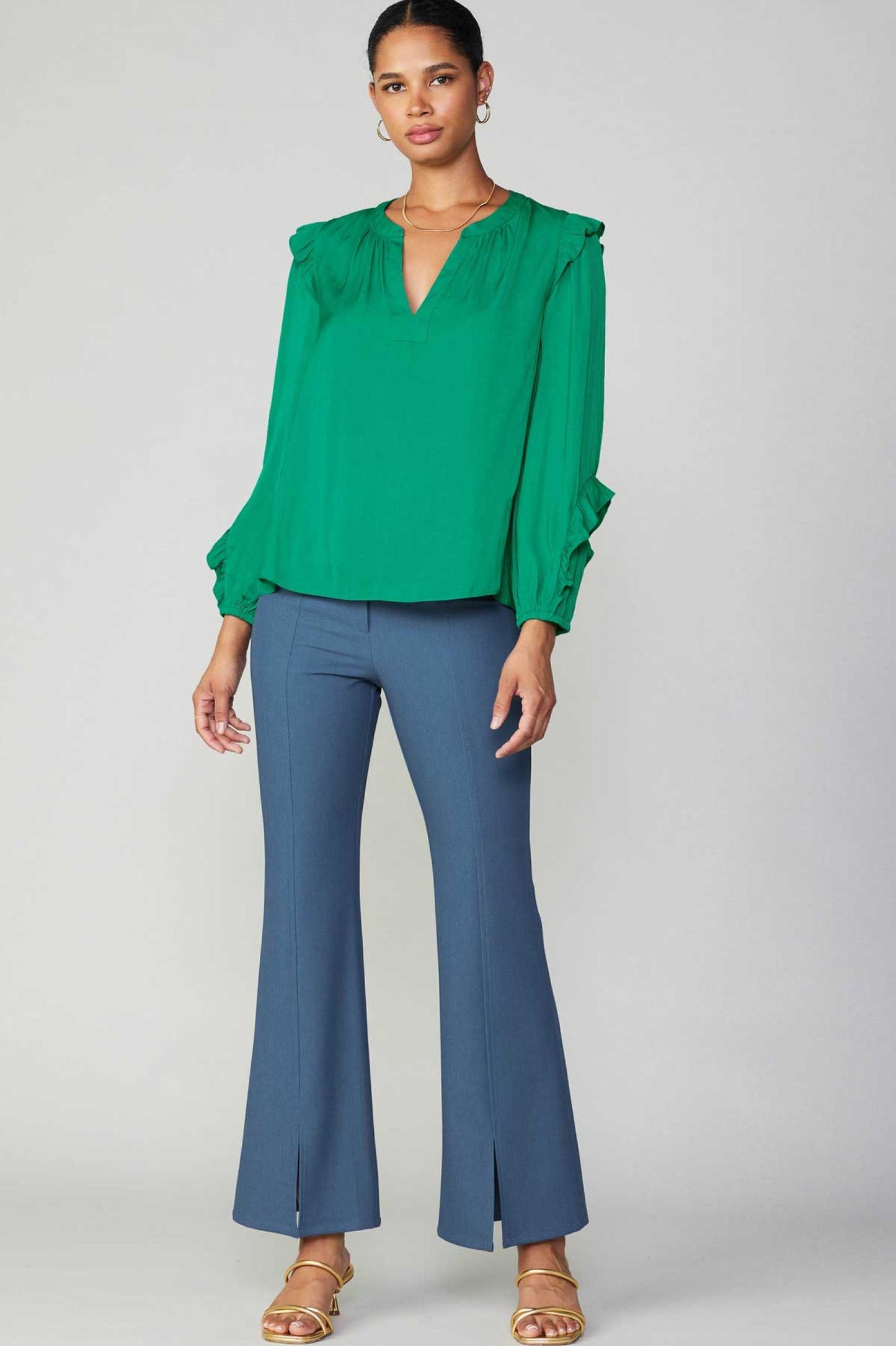 CURRENT AIR LONG SLEEVE COLLARED SPLIT NECK SHIRT - Devine 23