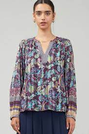 LONG-SLEEVE SPLIT NECK BLOUSE - Devine 23