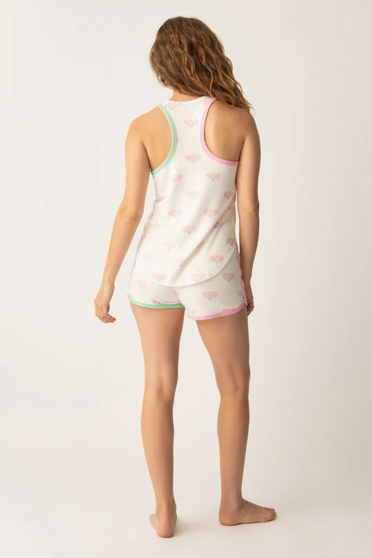 PJ Salvage Peachy Party Pickleball Lounge Top - Ivory - Devine 23