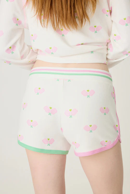 PJ Salvage Peachy Party Pickleball Lounge Shorts - Ivory - Devine 23