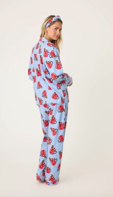 PJ Salvage Hug in a Mug Flannel Pajama Set - Denim - Devine 23