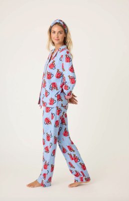PJ Salvage Hug in a Mug Flannel Pajama Set - Denim - Devine 23