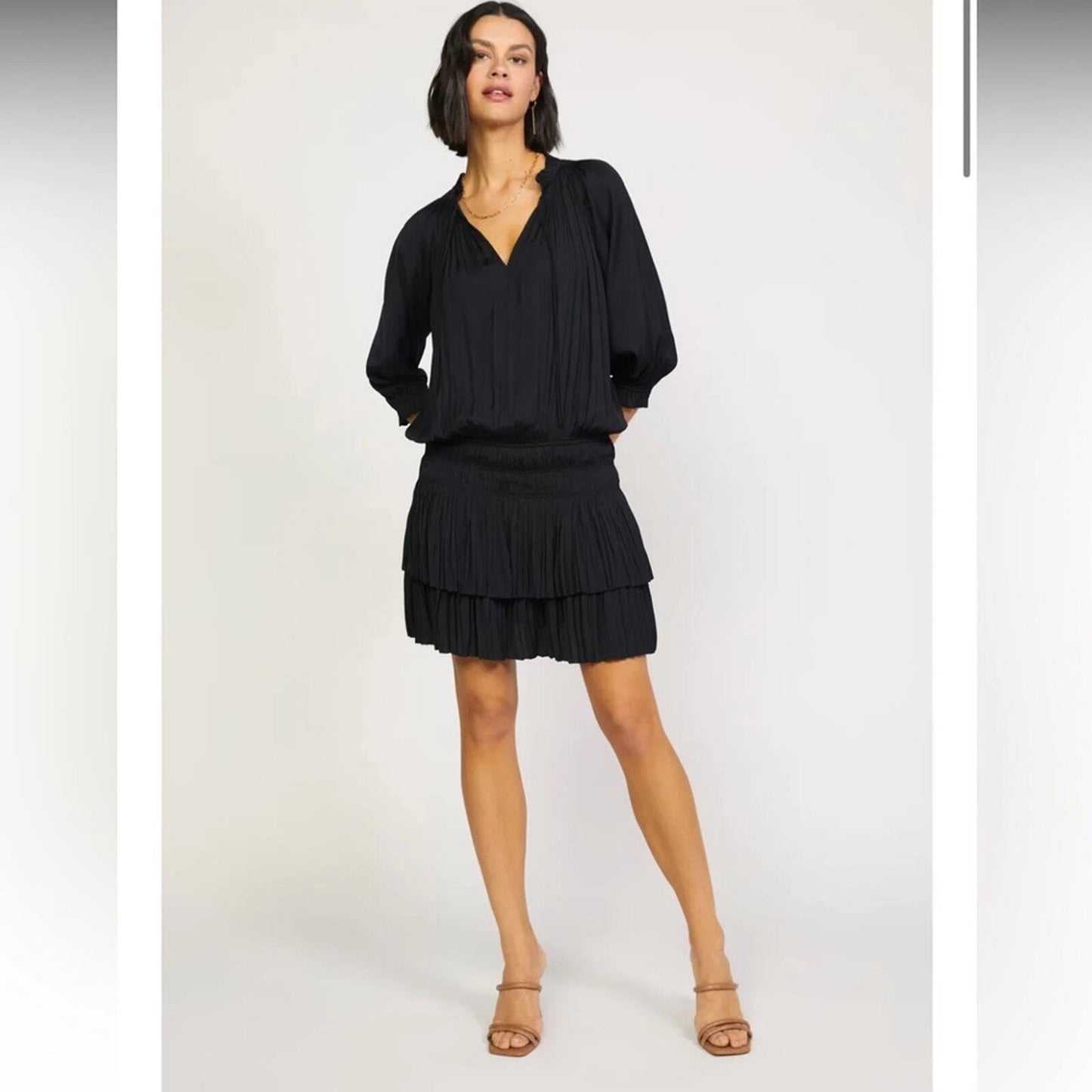 CURRENT AIR 3Q SLEEVE PLEATED MINI DRESS - Devine 23