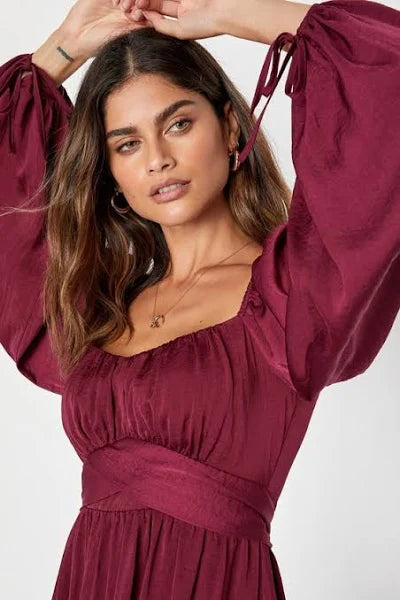 Lulus Satin Long Sleeve Skater Mini Dress - Devine 23