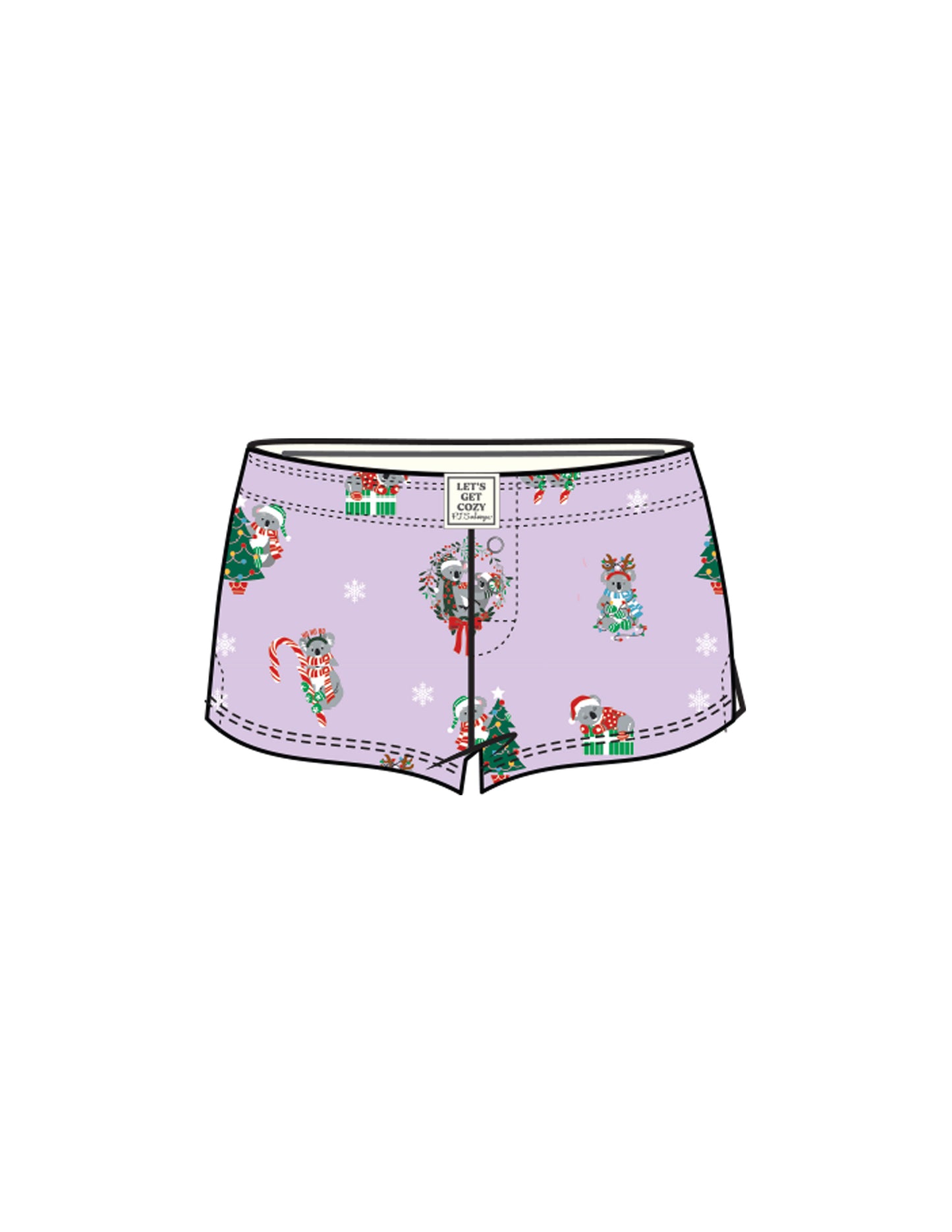 PJ Salvage Have A Koality Holiday Classic Flannel Pajama Shorts - Lavender Glow - Devine 23
