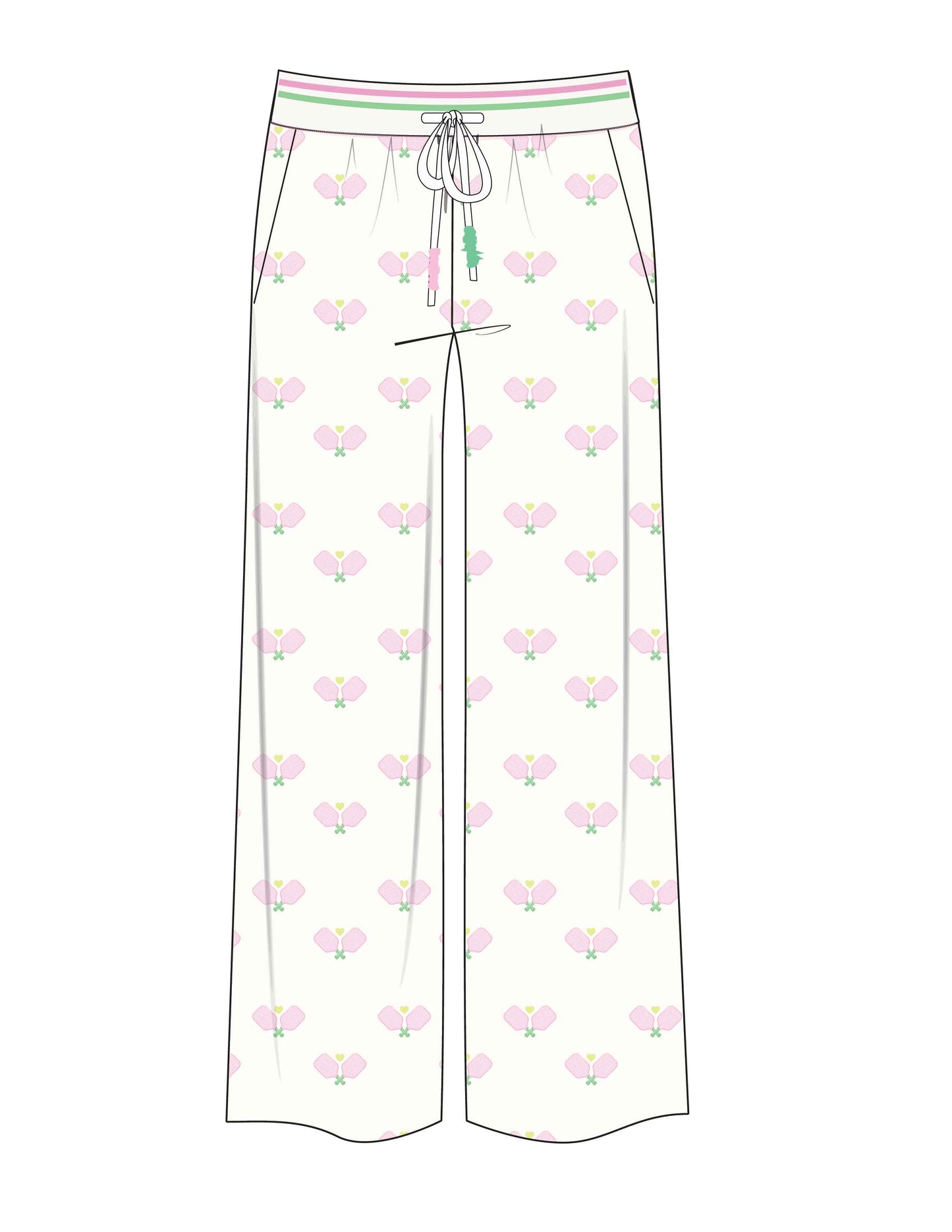PJ Salvage Peachy Party Pickleball Lounge Pants - Ivory - Devine 23