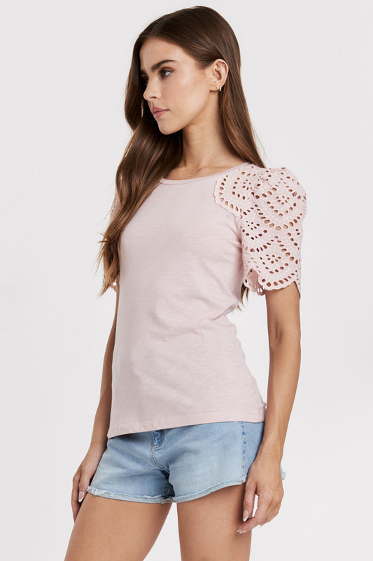Another Love Contrast Eyelet Sleeve Top - Shea - Devine 23