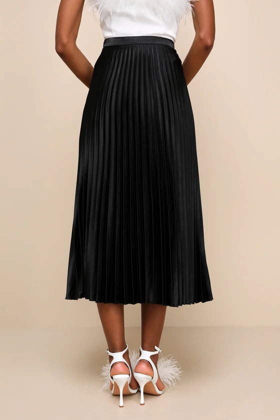 Lulus Satin Pleated Mini Skirt - Devine 23