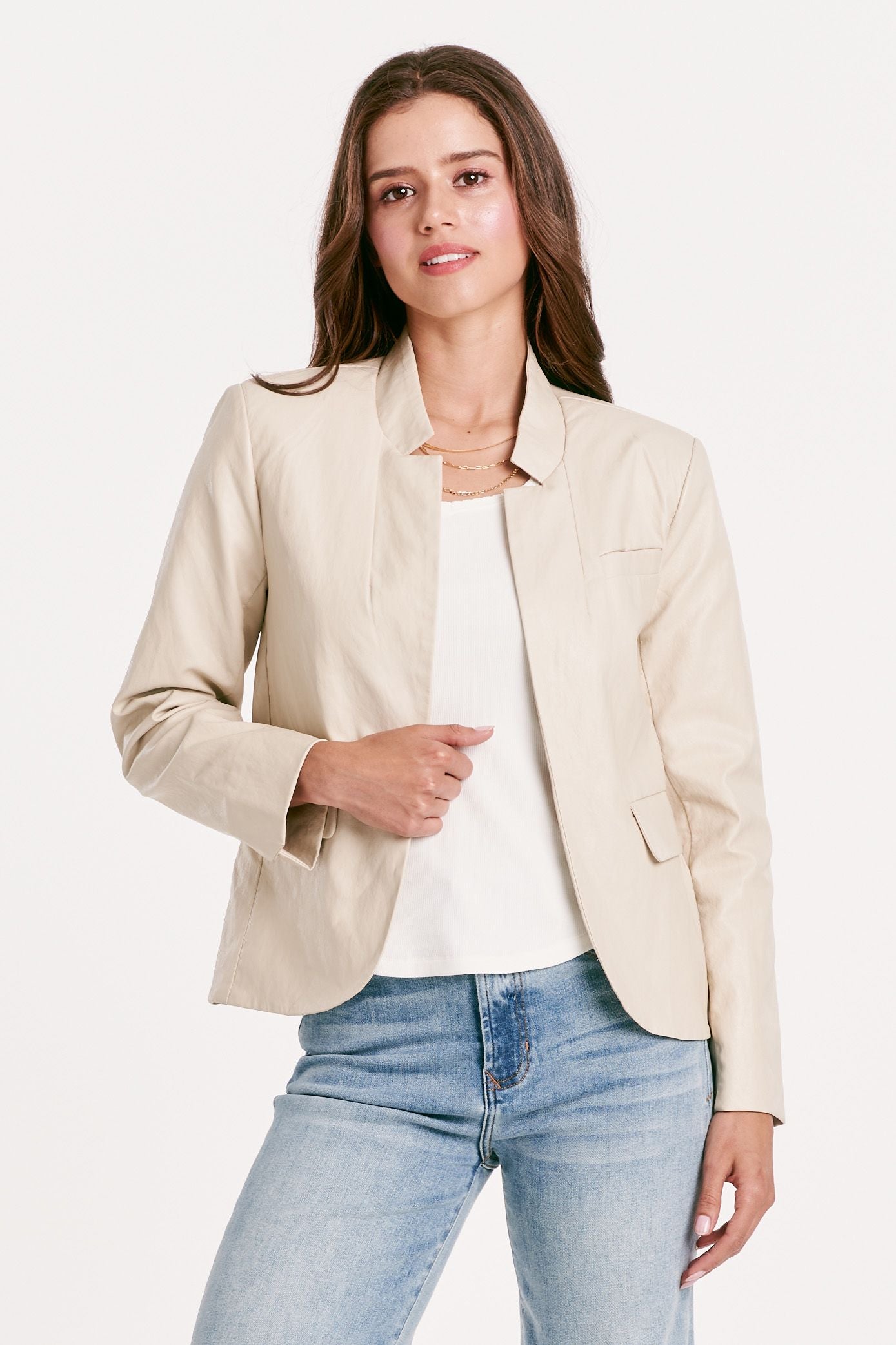 ANOTHER LOVE LONG-SLEEVE FAUX LEATHER JACKET - TRINITY - Devine 23