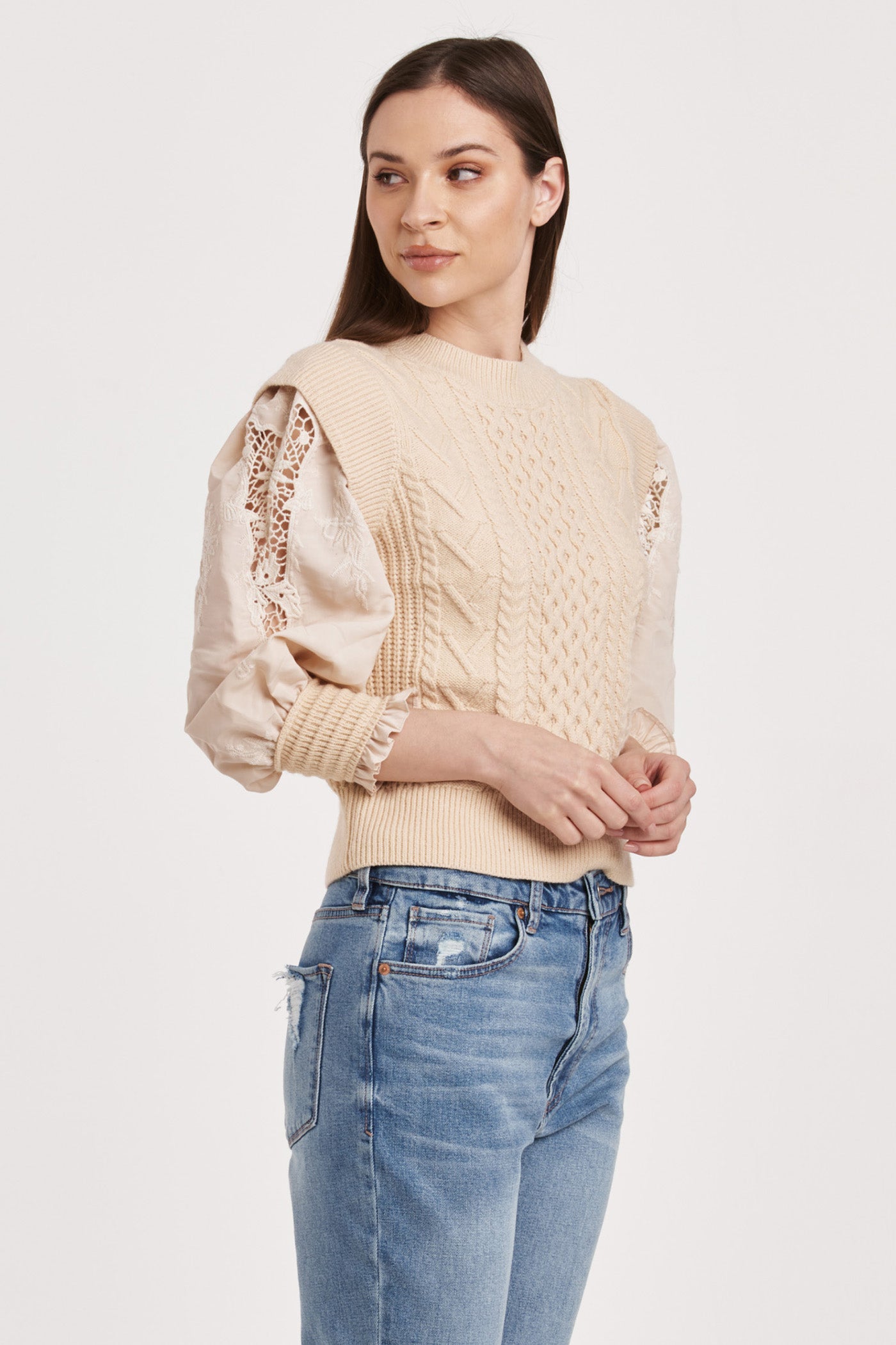 Another Love Sweater w/ Embroidered Puff Sleeve - Natasha - Devine 23