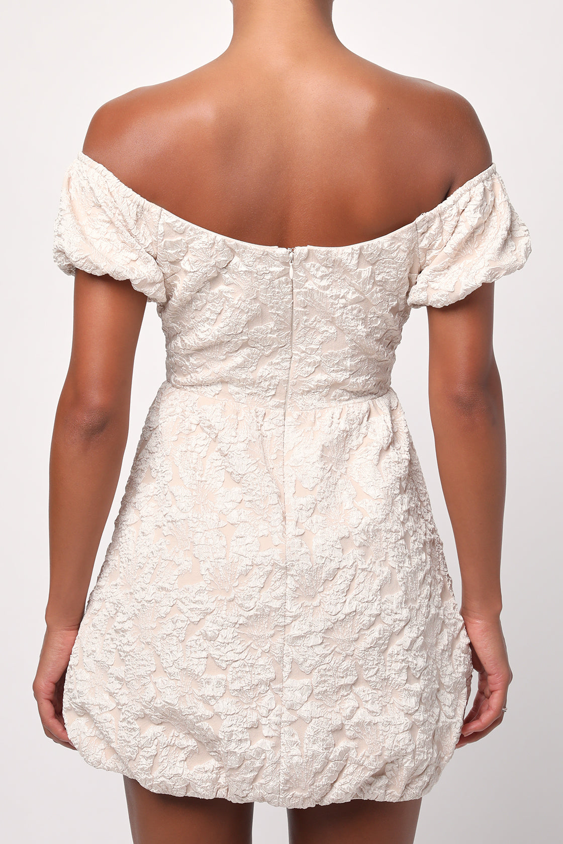 LULUS AVERY JACQUARD PUFF SLEEVE MINI DRESS - Devine 23