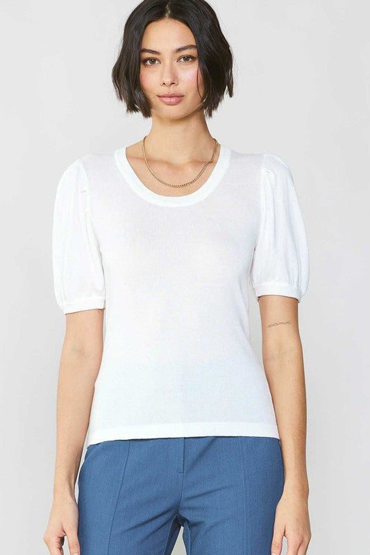 CURRENT AIR SHORT SLEEVE ROUND NECK SWEATER TOP - Devine 23