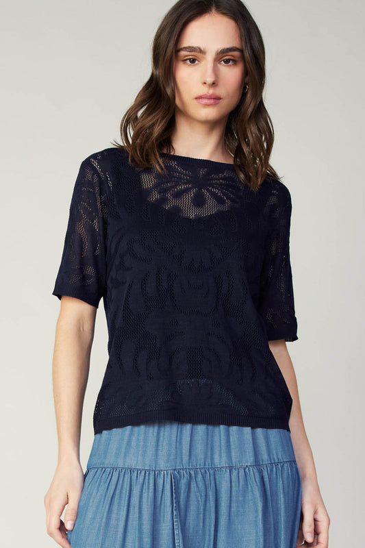 SHORT SLEEVE CREW NECK CROCHET - Devine 23