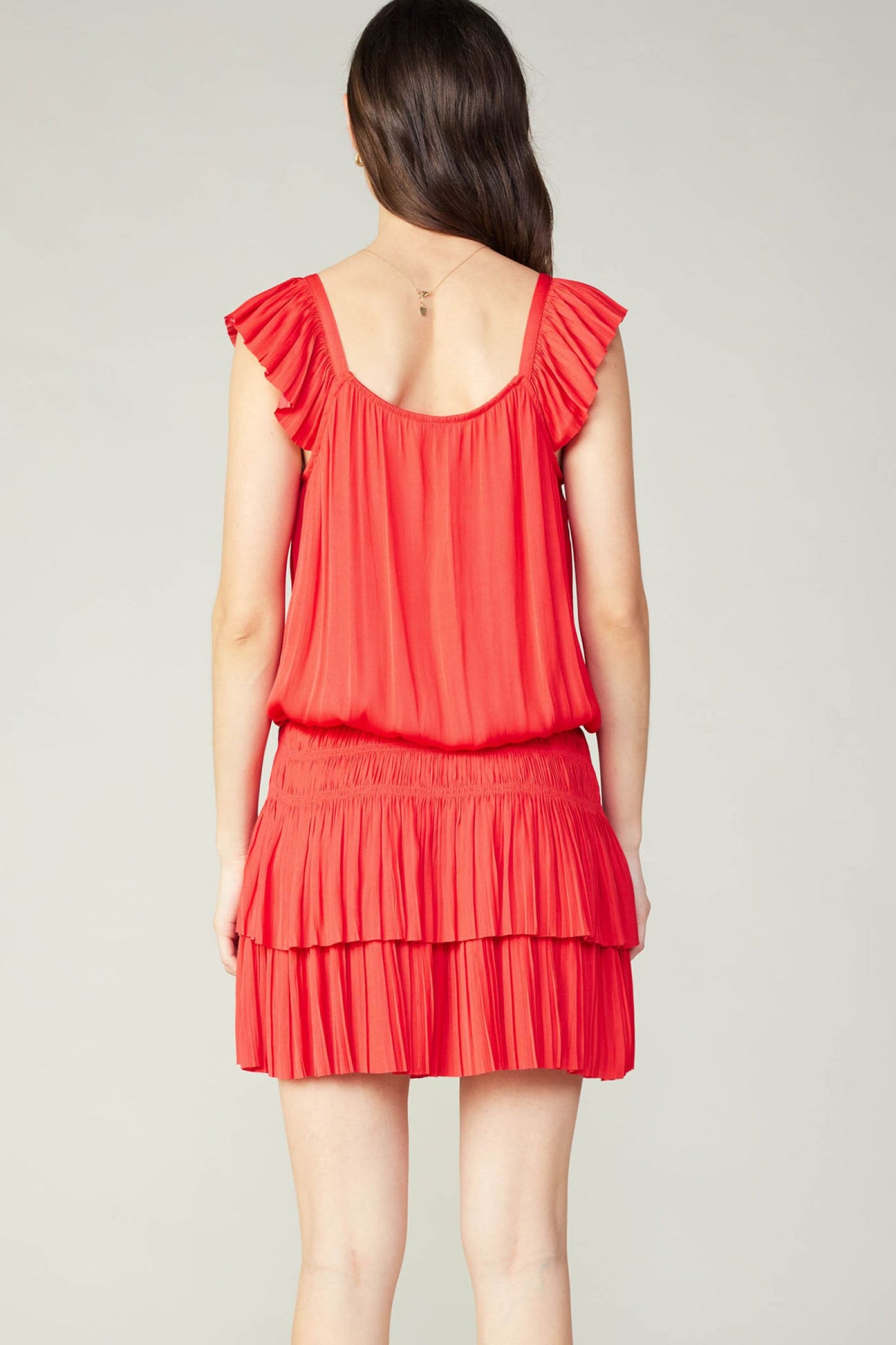 CURRENT AIR SWEETHEART NECK ELASTIC WAISTED TIERED MINI DRESS - Devine 23