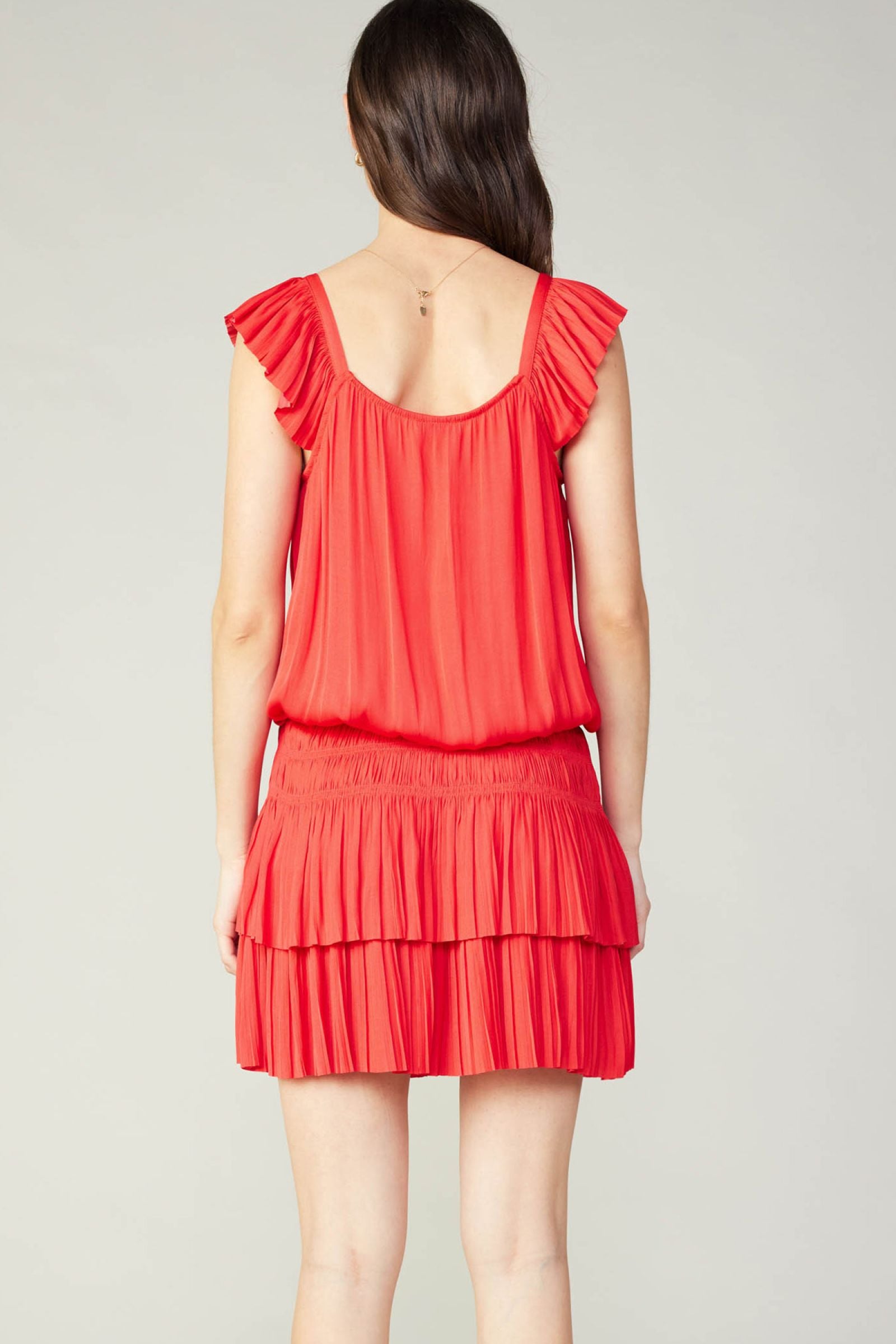 CURRENT AIR SWEETHEART NECK ELASTIC WAISTED TIERED MINI DRESS - Devine 23