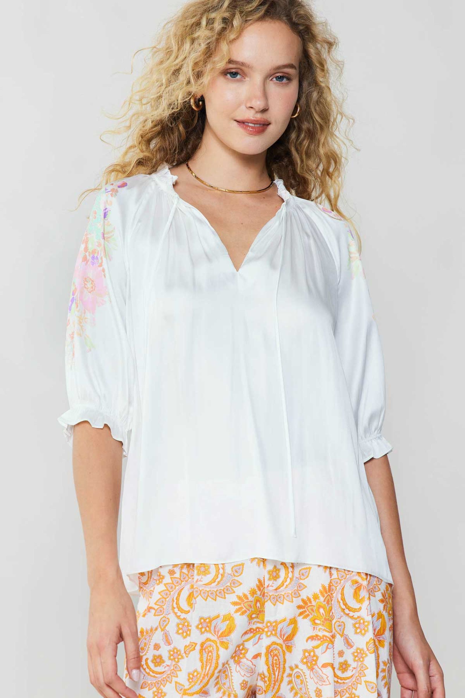 CURRENT AIR V-NECK BLOUSE - Devine 23