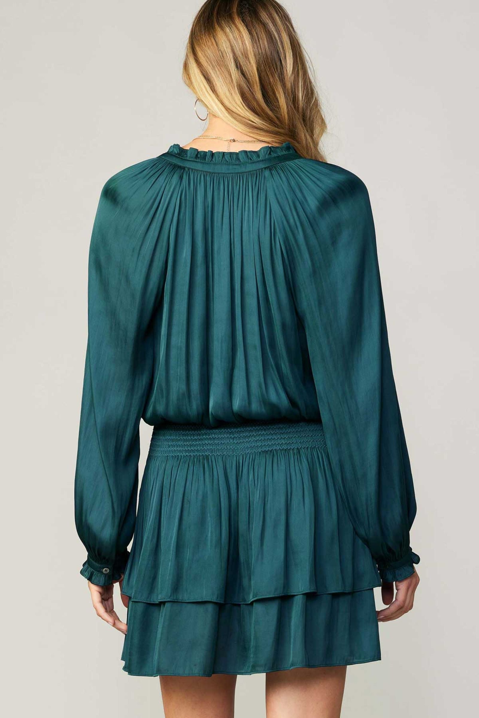 CURRENT AIR LONG-SLEEVE V- NECK DRESS - Devine 23