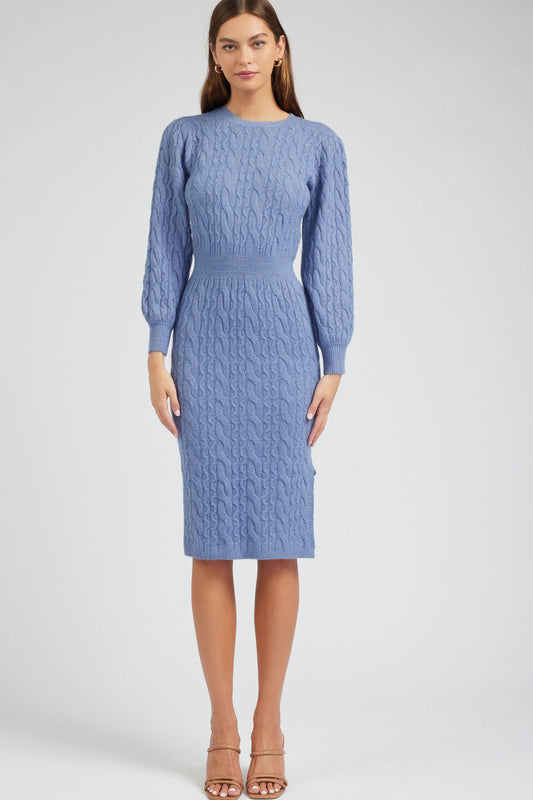 CURRENT AIR LONG SLEEVE SWEATER MIDI DRESS - Devine 23