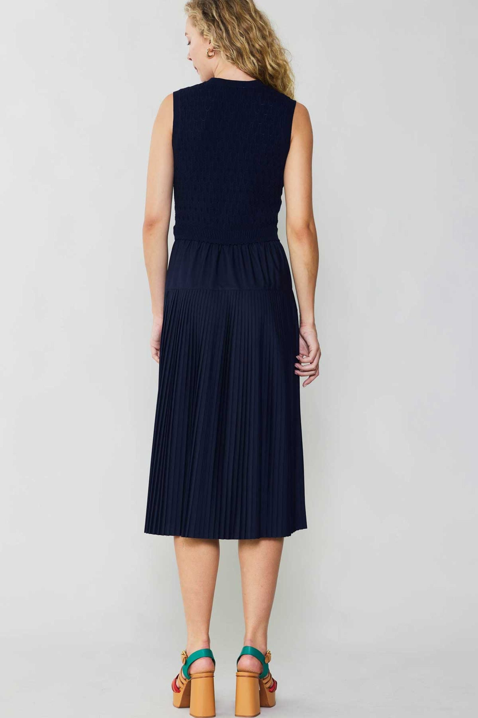 CURRENT AIR SLEEVELESS SWEATER WOVEN COMBO DRESS - Devine 23