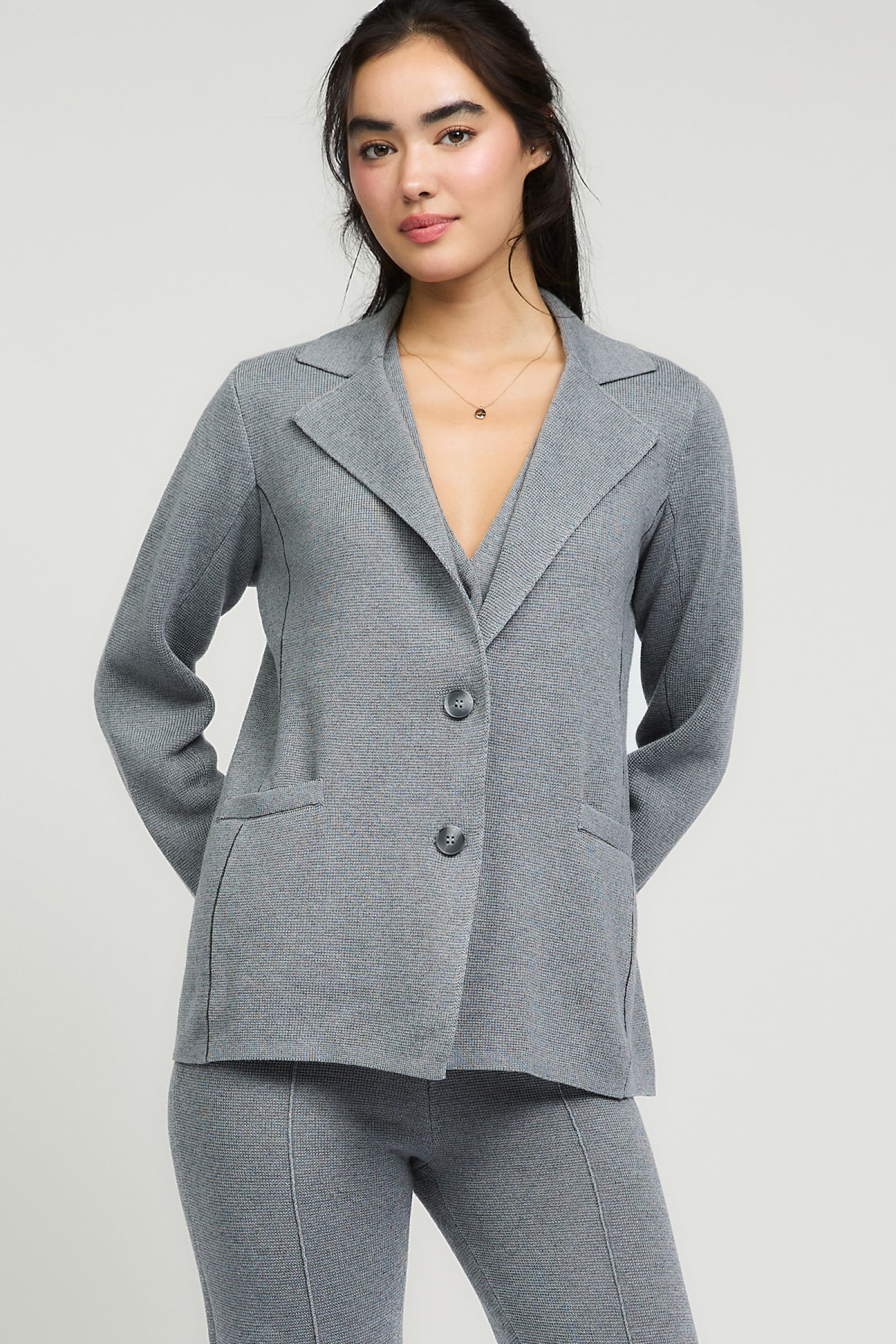 CURRENT AIR TWO BUTTON CLOSURE SWEATER BLAZER - Devine 23