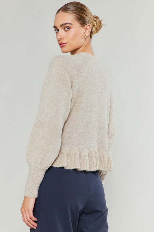 CURRENT AIR LONG BALLOON SLEEVE ROUND NECK SWEATER - Devine 23