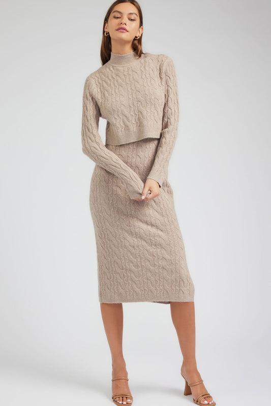 CURRENT AIR LONG SLEEVE KNIT SWEATER MIDI DRESS - Devine 23