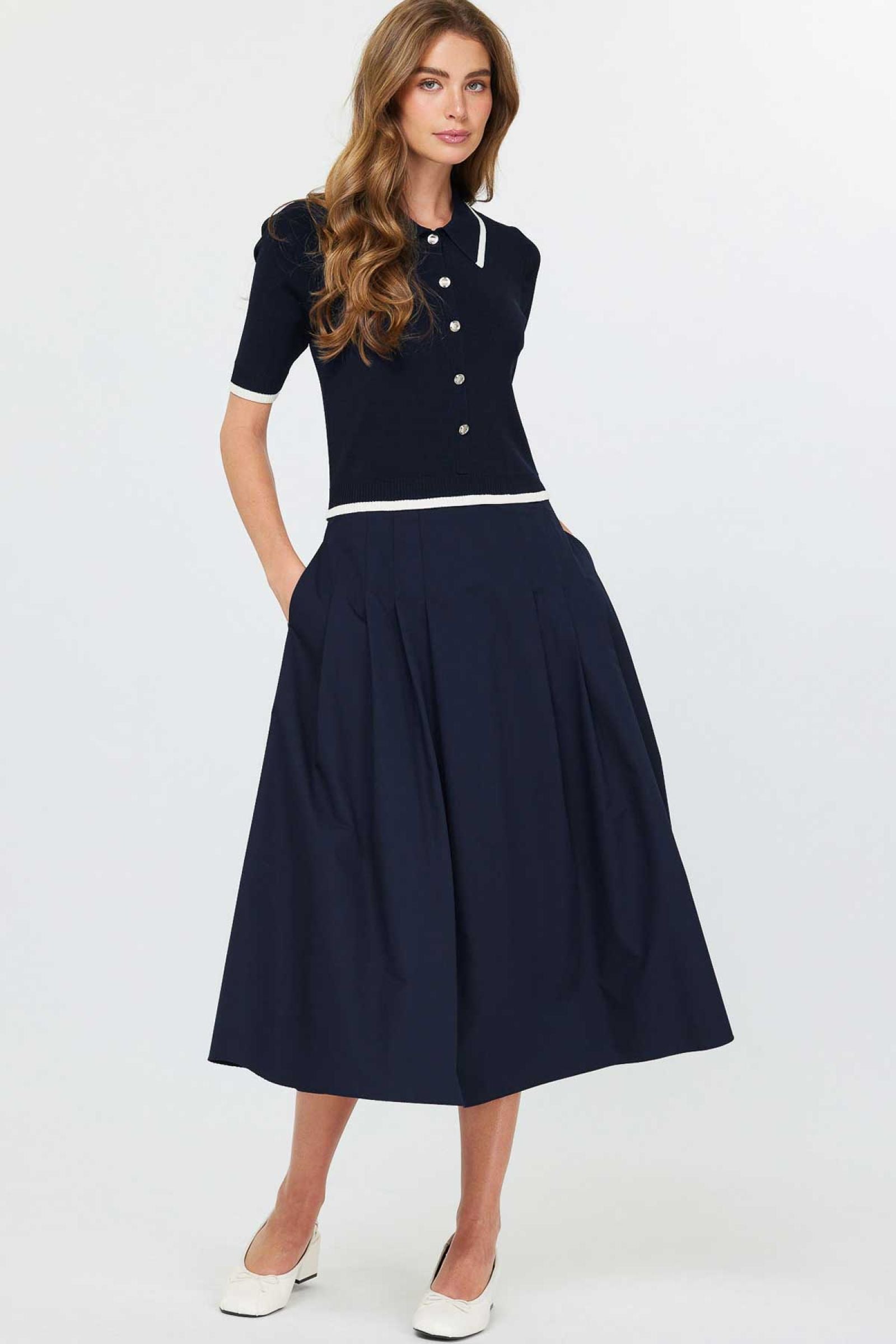 Current Air Polo Collar Dress with Button-Down Front - Devine 23