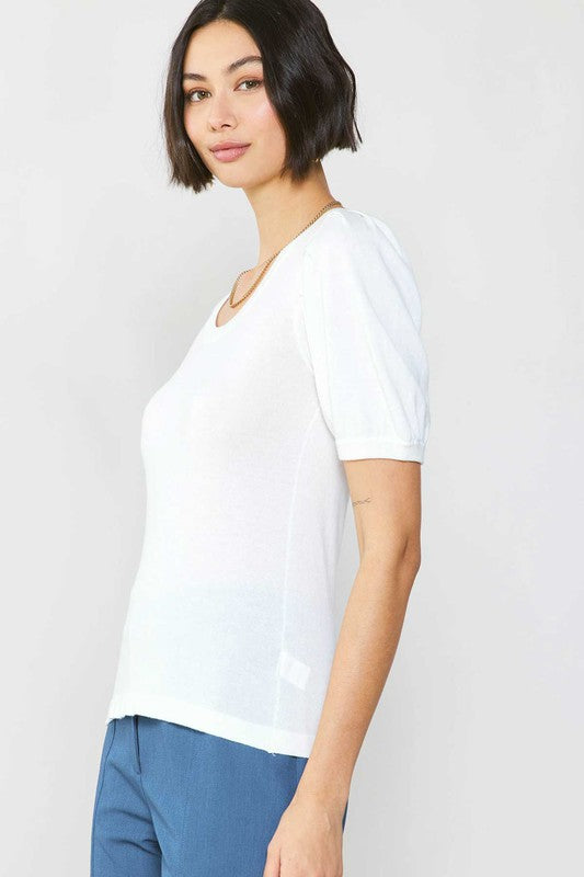 CURRENT AIR SHORT SLEEVE ROUND NECK SWEATER TOP - Devine 23
