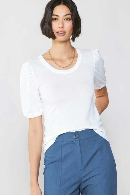 CURRENT AIR SHORT SLEEVE ROUND NECK SWEATER TOP - Devine 23