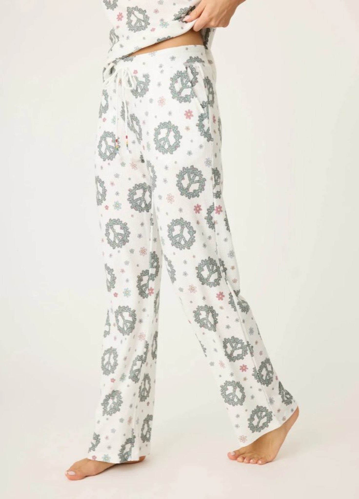 P.J. Salvage Joy World Waffle Thermal Pants - Ivory - Devine 23