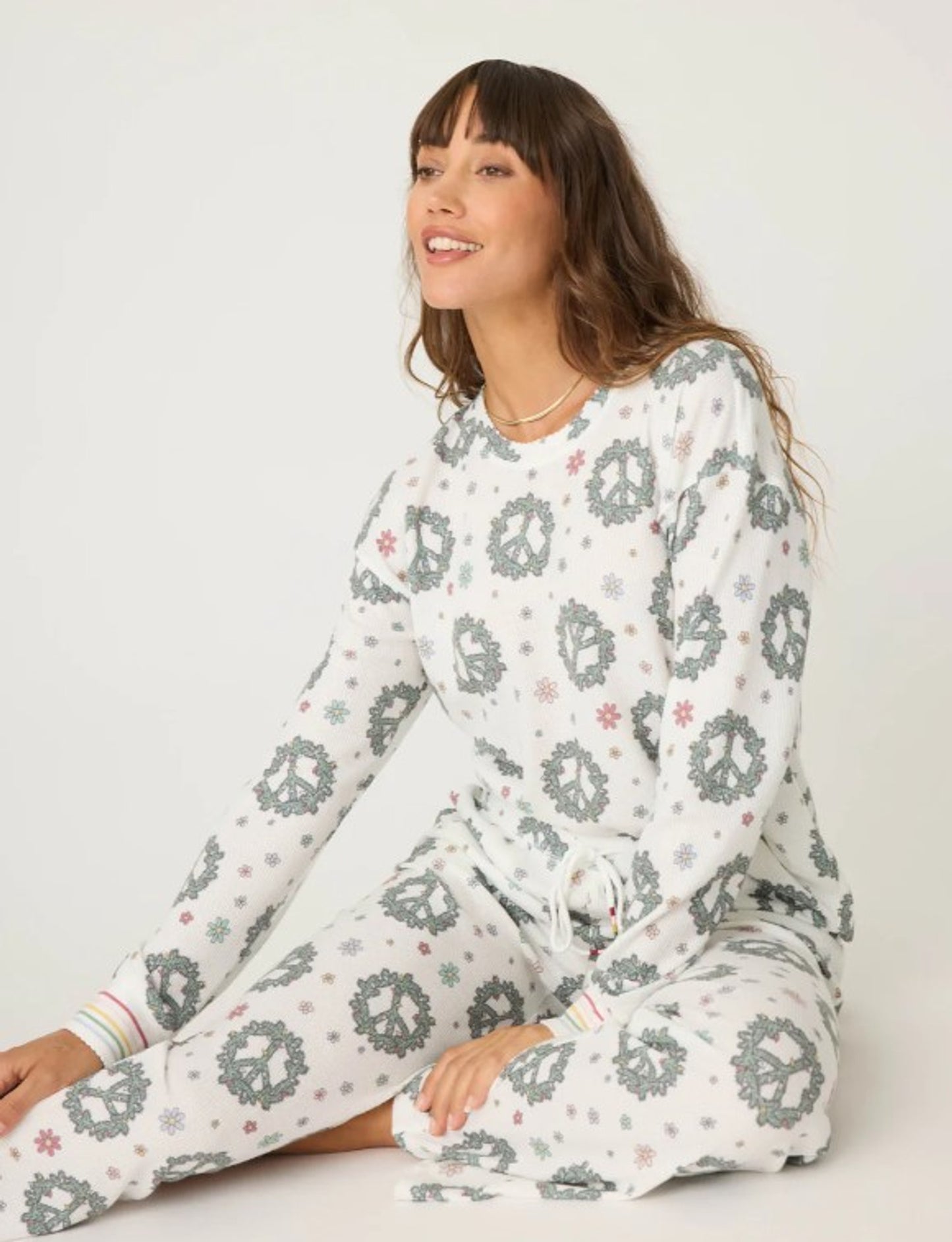 P.J. Salvage Joy World Waffle Thermal Pants - Ivory - Devine 23