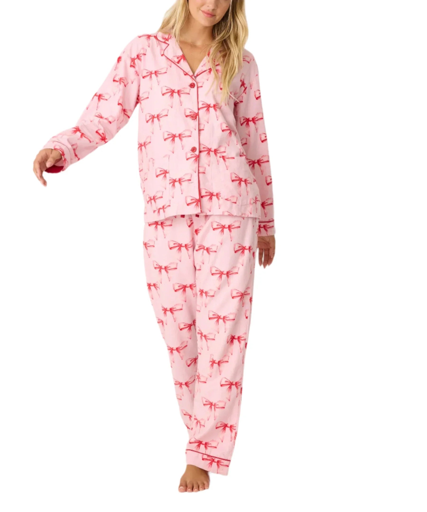 PJ Salvage Have A Koality Holiday Classic Flannel Pajama Set - Candy Pink - Devine 23