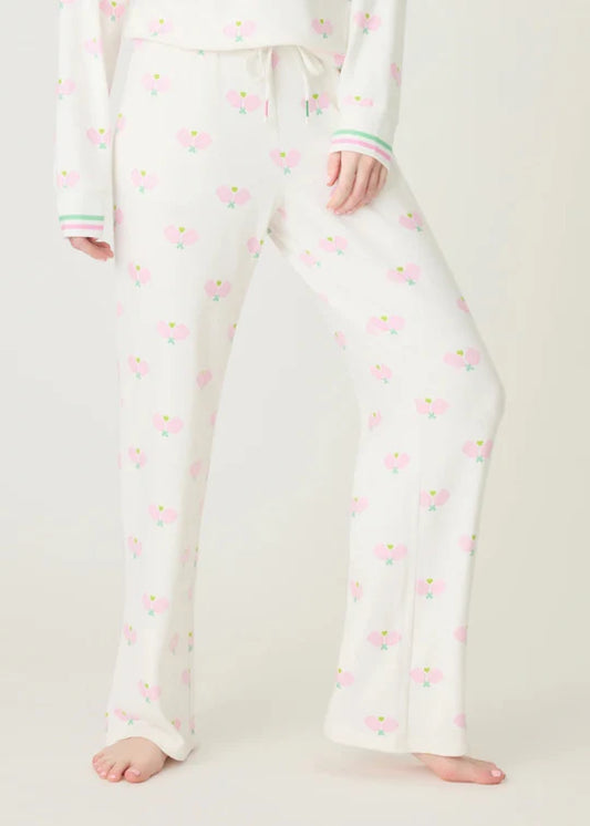 PJ Salvage Peachy Party Pickleball Lounge Pants - Ivory - Devine 23